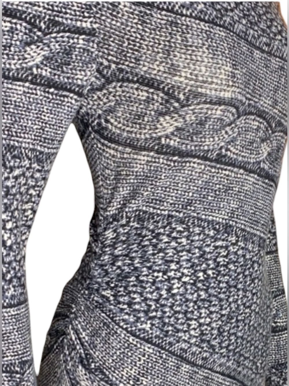 Vintage Caché Bodycon Sweater Dress Black White Cable Knit Long Sleeve L Made US - Picture 11 of 16